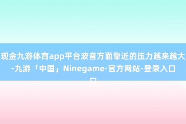 现金九游体育app平台波音方面靠近的压力越来越大-九游「中国」Ninegame·官方网站-登录入口